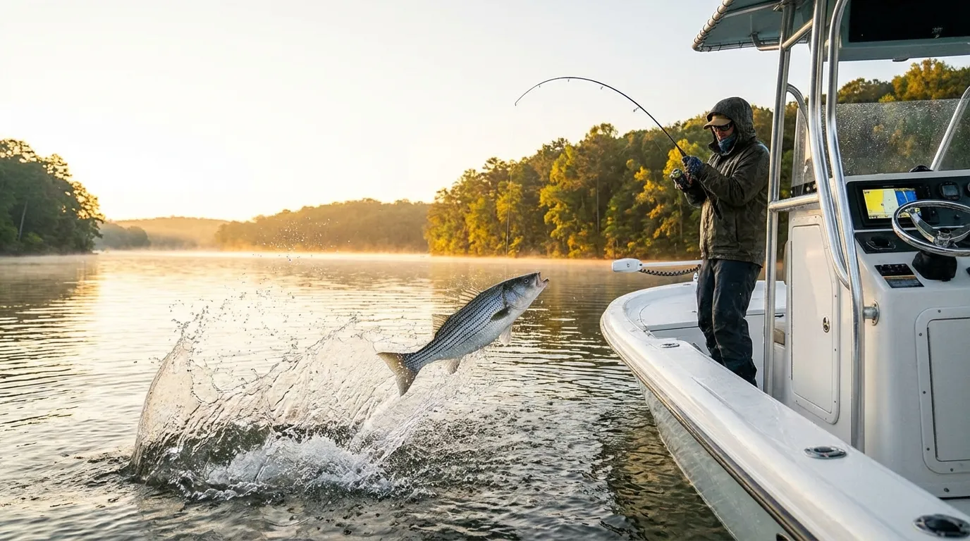 Topwater striper fishing on Lake Lanier